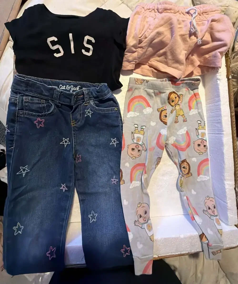 Girls 3T Clothing Bundle Cat & Jack Jeans Shorts Cocomelon Pajamas 4 Pcs